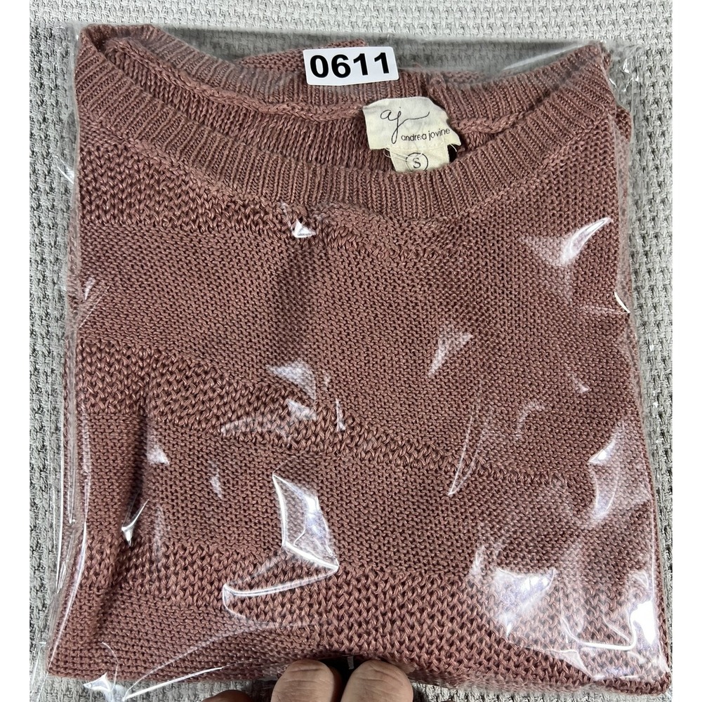 Andrea Jovine Womens Pink 100% Linen Short Sleeve Textured Knit Sweater SZ Small - Picture 8 of 8